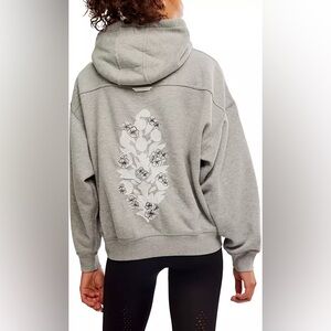 NWT FP Movement Women's Final Call Embroidered Hoodie in Color Heather Grey size